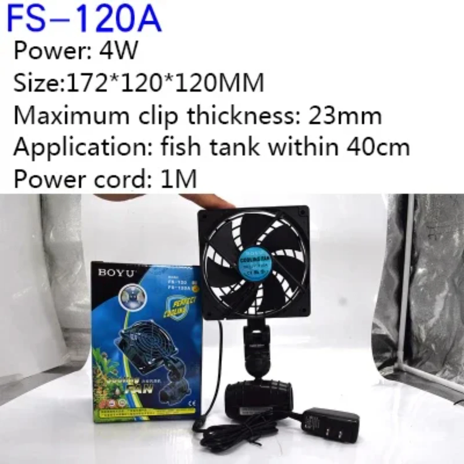 Quiet BOYU Aquarium Fan for Effective Water Cooling in Fish Tank - Automatic Temperature Control to ensure Ideal Environment for