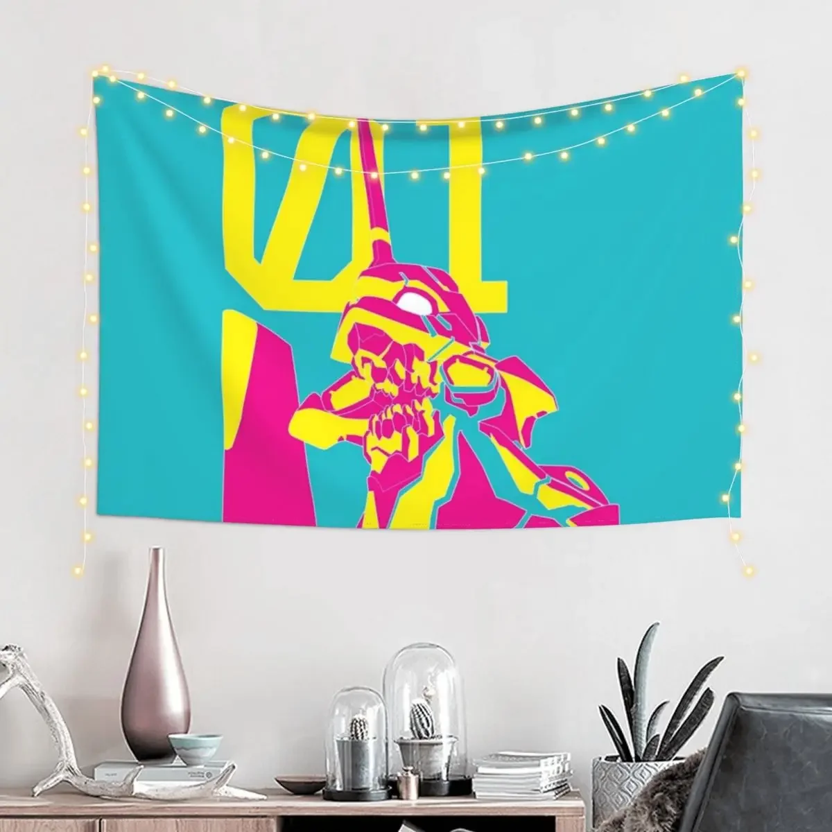 NEON EVA_01 Tapestry On The Wall Cute Room Decor Decoration Aesthetic Wall Hanging Wall Tapestry