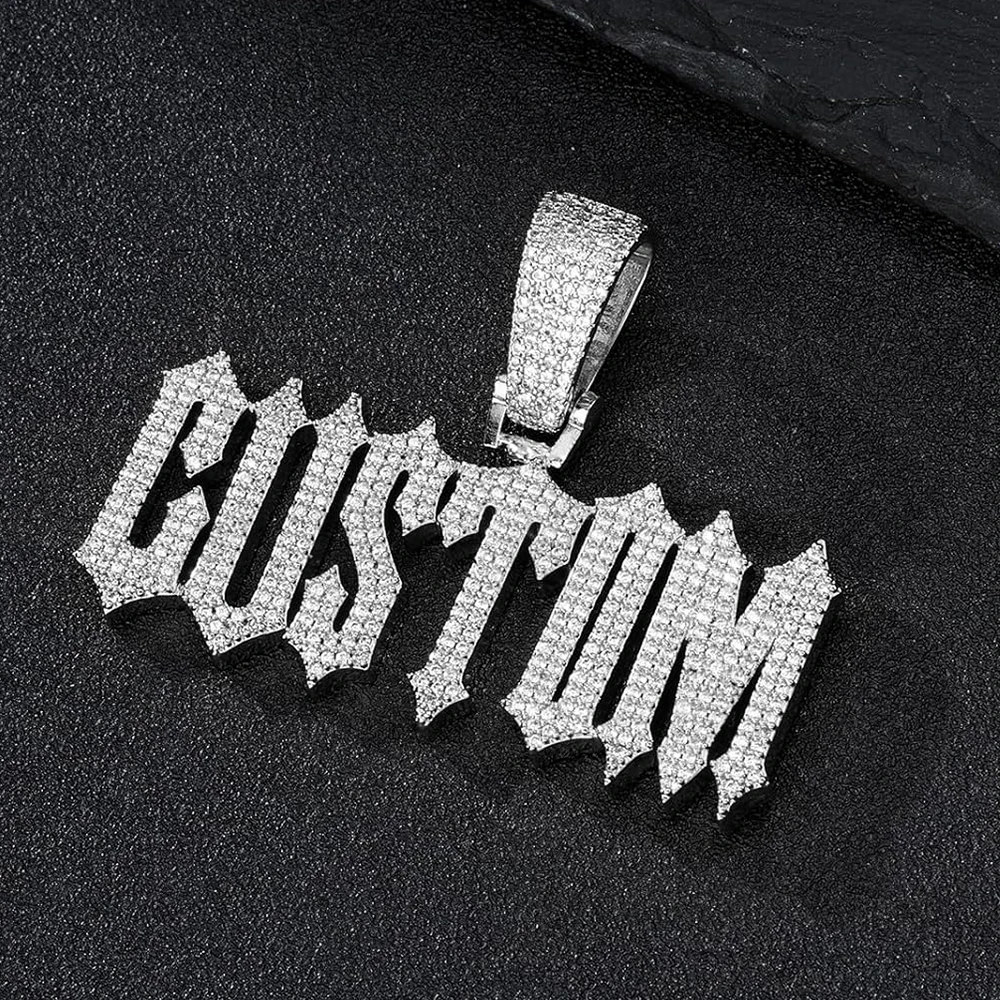 Hip Hop Custom Thorn Name Necklaces & Pendants Cubic Zircon Iced Out Letters Chain For Men Women Jewelry With Solid Back