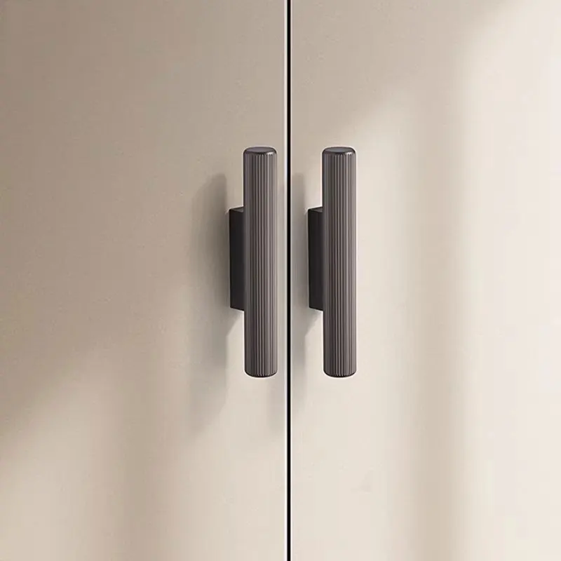 Aluminum Alloy Handles for Furniture Gold Stripe Cabinet Pulls Grey Drawer Dresser Knobs Light Luxury Kitchen Accessories
