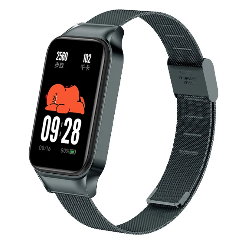 Metal gespsluiting bandje voor Xiaomi Mi Band 9 Active/Redmi Band 3 RVS armband Correa voor Redmi Band 3 Vervangende band