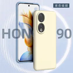 For Honor 90 Original Liquid Silicone Case Official Shockproof Back Cover Skin Touch Full protection Coque soft TPU funda