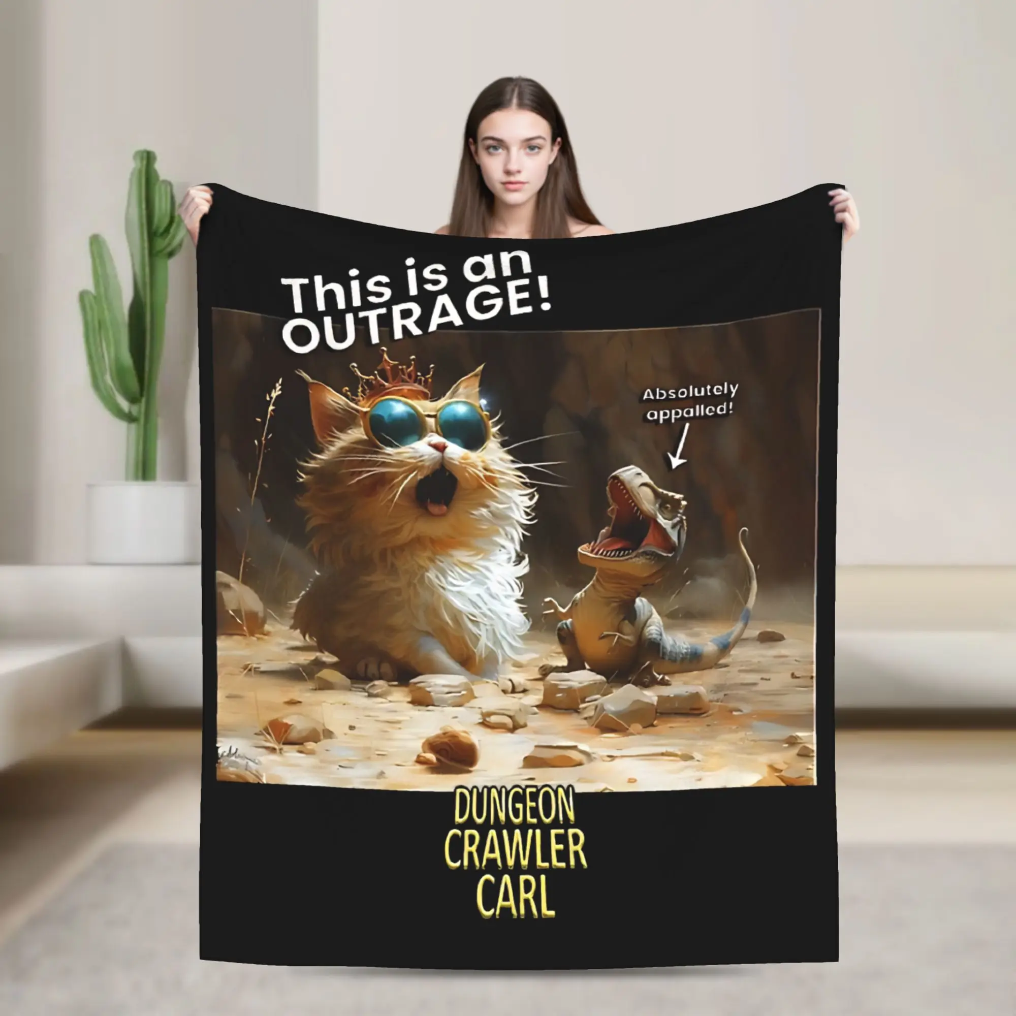 

This Is An Outrage Knitted Blankets Fleece Dungeon Crawler Carl Lightweight Thin Throw Blanket for Airplane Travel Bedroom Quilt