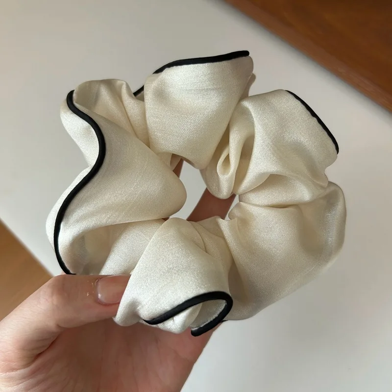 Korea Elegante Große Scrunchie Für Frauen weiß Satin haargummi Mädchen elastische Haar gummibänder schwarz haar seil zubehör