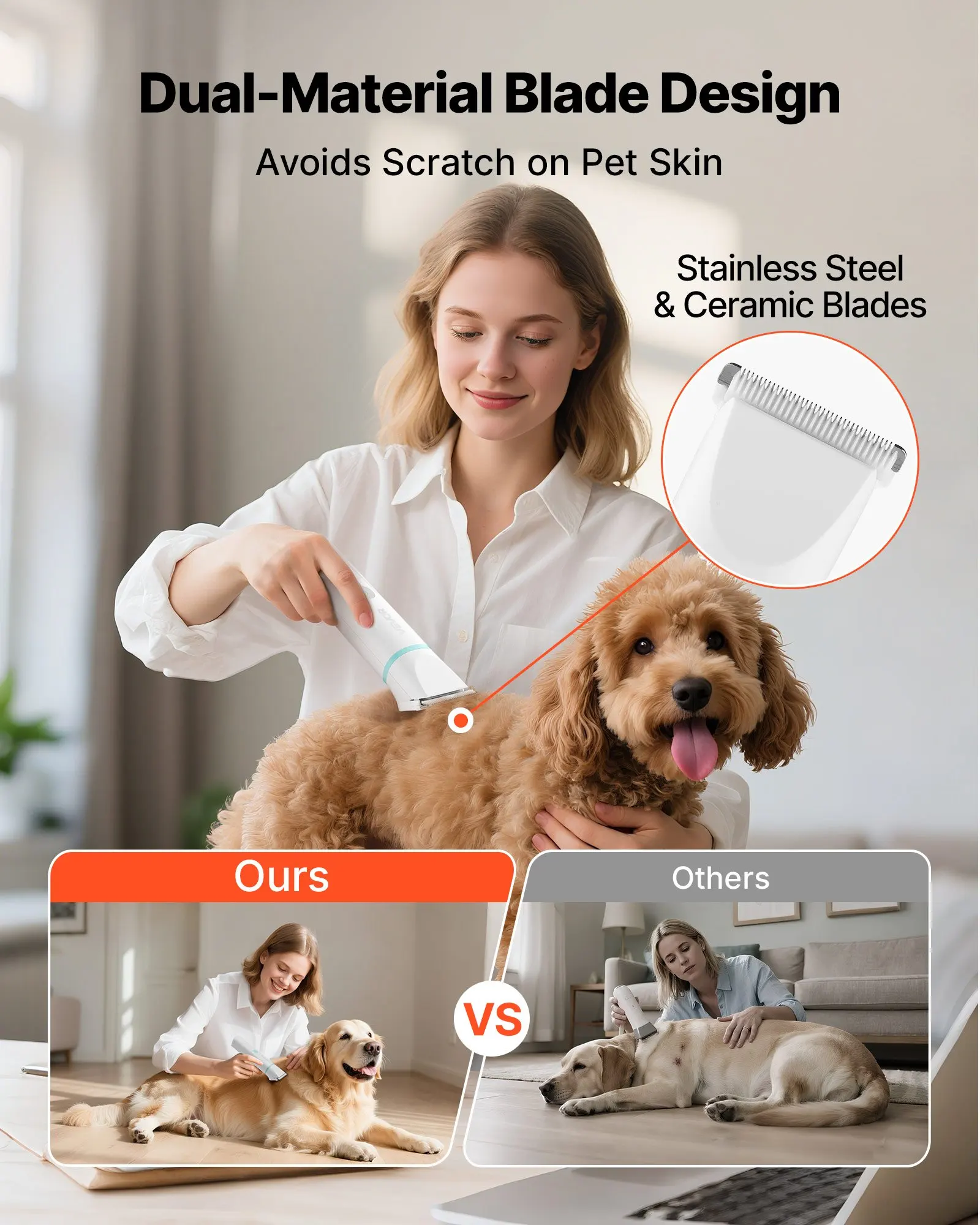 

Dog Clippers For Grooming, 4 In 1 Dog Grooming Kit, Low Noise, Rechargeable Pet Shaver With 6 Combs & 4 Detachable Blades,