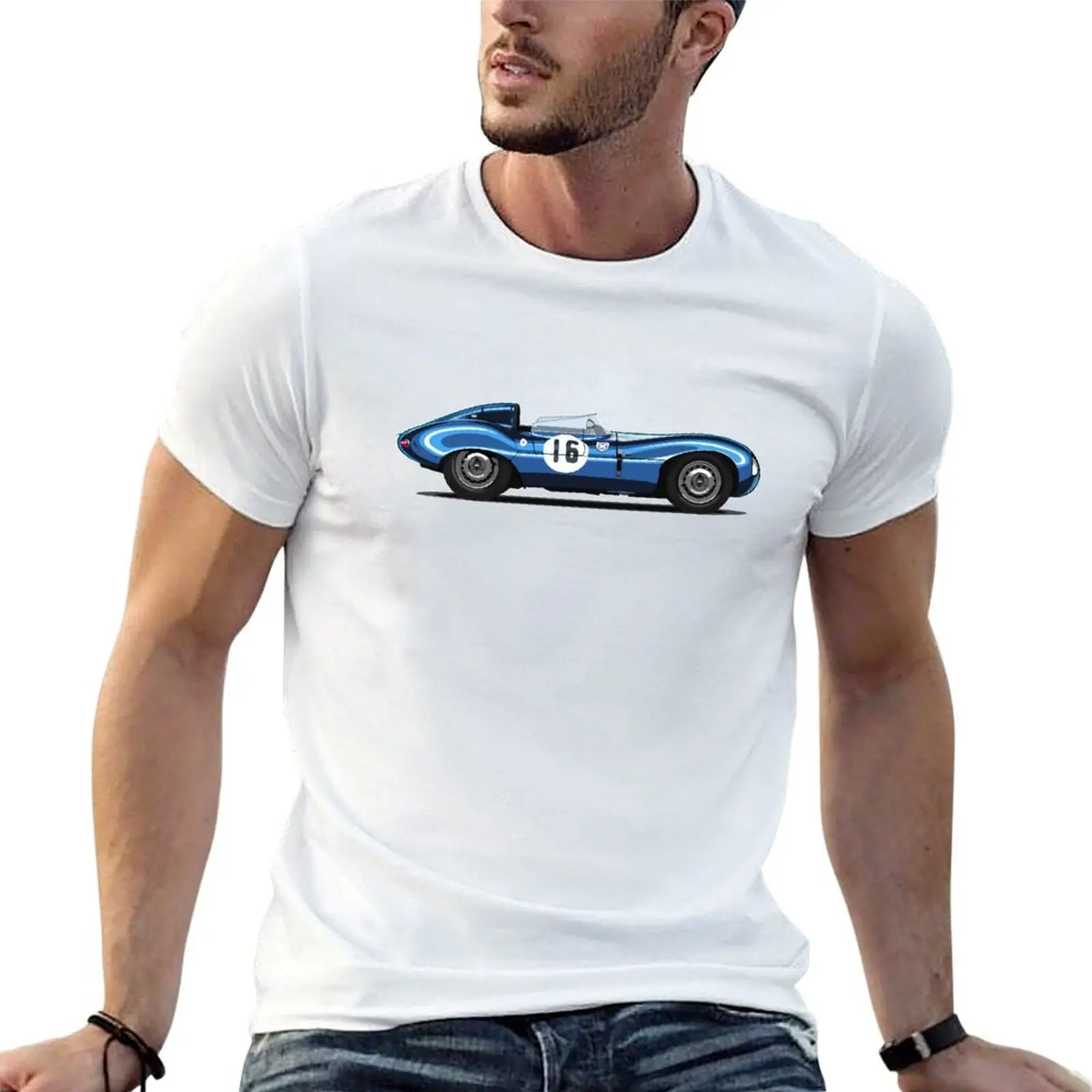 

Jag D-type Shortnose - ARTWORK- Ecurie Ecosse NR.16 (BLUE) 1954 T-Shirt t shirt personalised T-Shirt