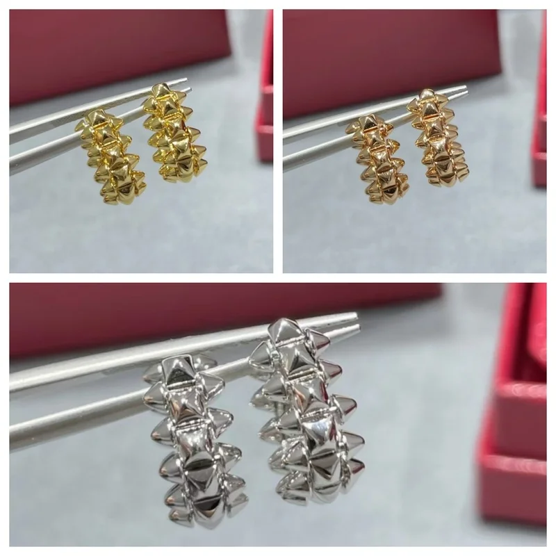 3 Colors 925 Silver Women'S Willow Nail Earrings Fashionable Classic Luxurious Exquisite High Quality Jewelry For Ladies