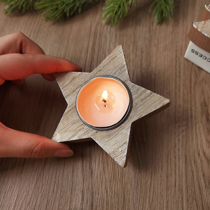 Christmas Tree Snowflake Wooden Candle Holder Candlestick 2023 Christmas Decorations For Home Xmas Table Ornaments New Year Gift - Image 4