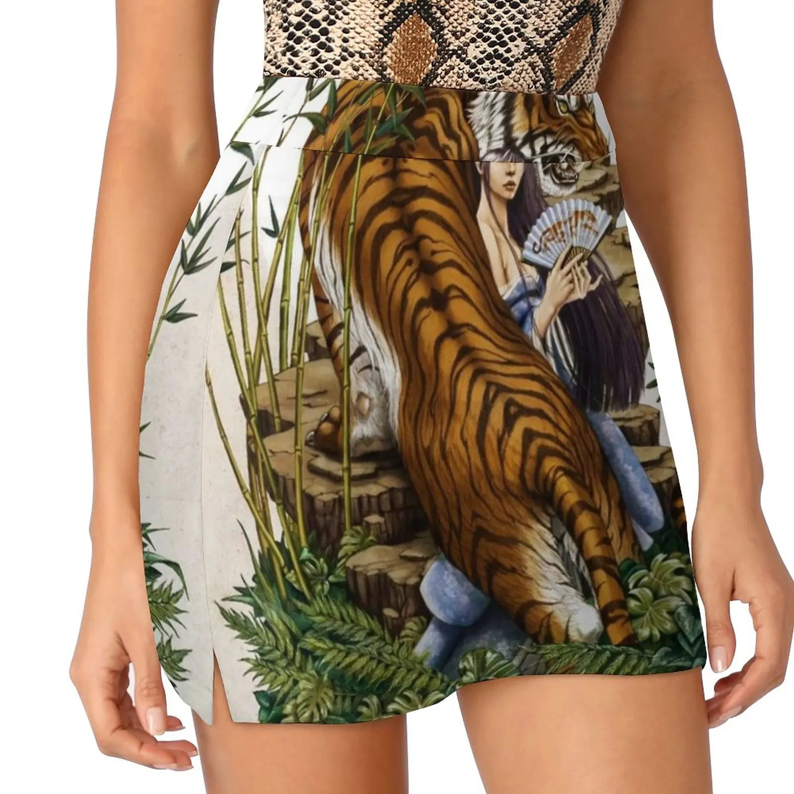 Tiger Spirit Women's skirt Sport Skort Skirt With Pocket Fashion Korean Style Skirt 4Xl Skirts Tiger Animals Totem Spirit