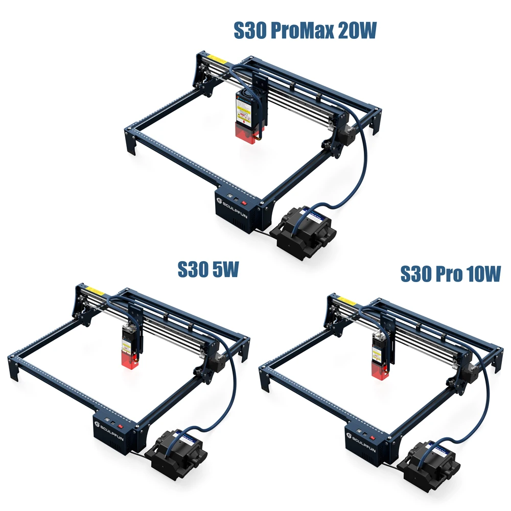 SCULPFUN S30 PRO Max /S30 PRO /S30 Laser Engraving machine Automatic Air-assist System Replaceable Lens 410x400mm Engraving Area