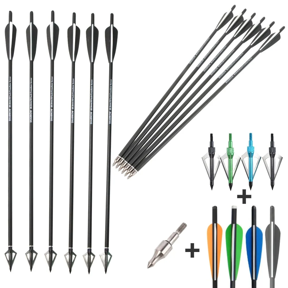 

Hunting Crossbow Arrows Archery 16/17/18/20/21/22 Inch Carbon Arrows Blade Broadhead Bow Shooting Target Crossbow Bolts 6/12Pcs