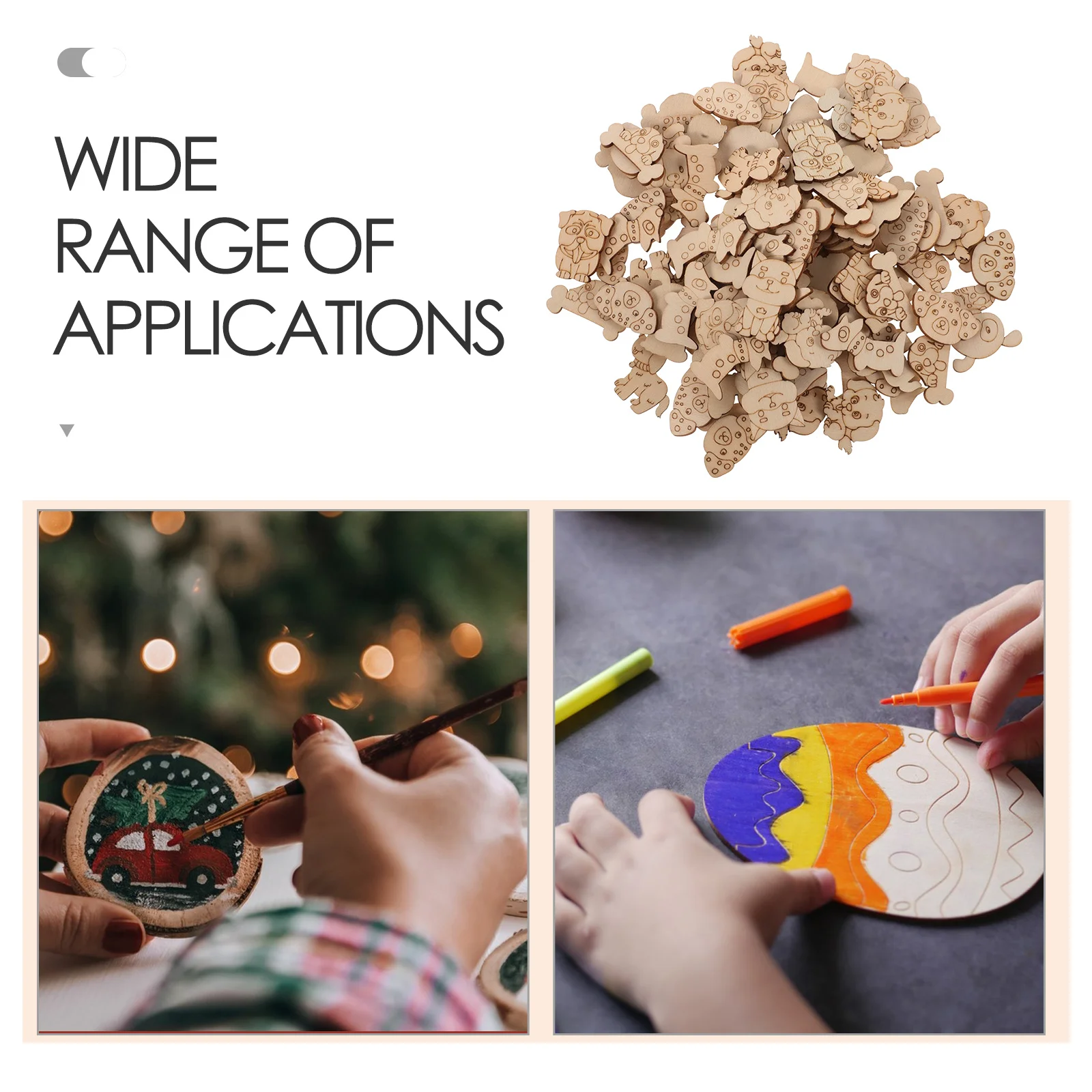 

100pcs Pet Dog Wood Chips Unfinished Slices Smooth DIY Craft Accessory Kids Painting Material Wooden Cutout