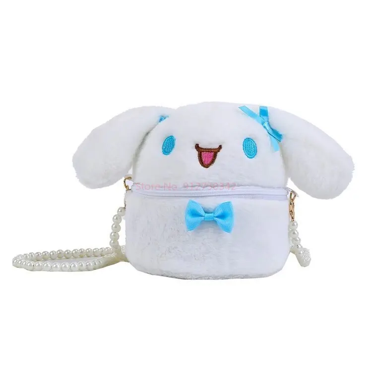 2024 Miniso Nieuwe Sanrio Mini Parel Ketting Diagonale Kleine Emmer Tas Schattige Melodie Hello Kitty Pluche Tas Japanse Geld Opbergtas