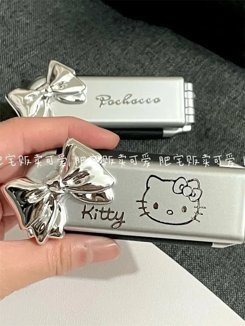 

Sanrios Cinnamoroll складная подушка безопасности Расческа Зеркало Kawaii аниме Моя Мелодия Hello Kitty переноска макияж зеркало двойного назначения Y2k милая девушка