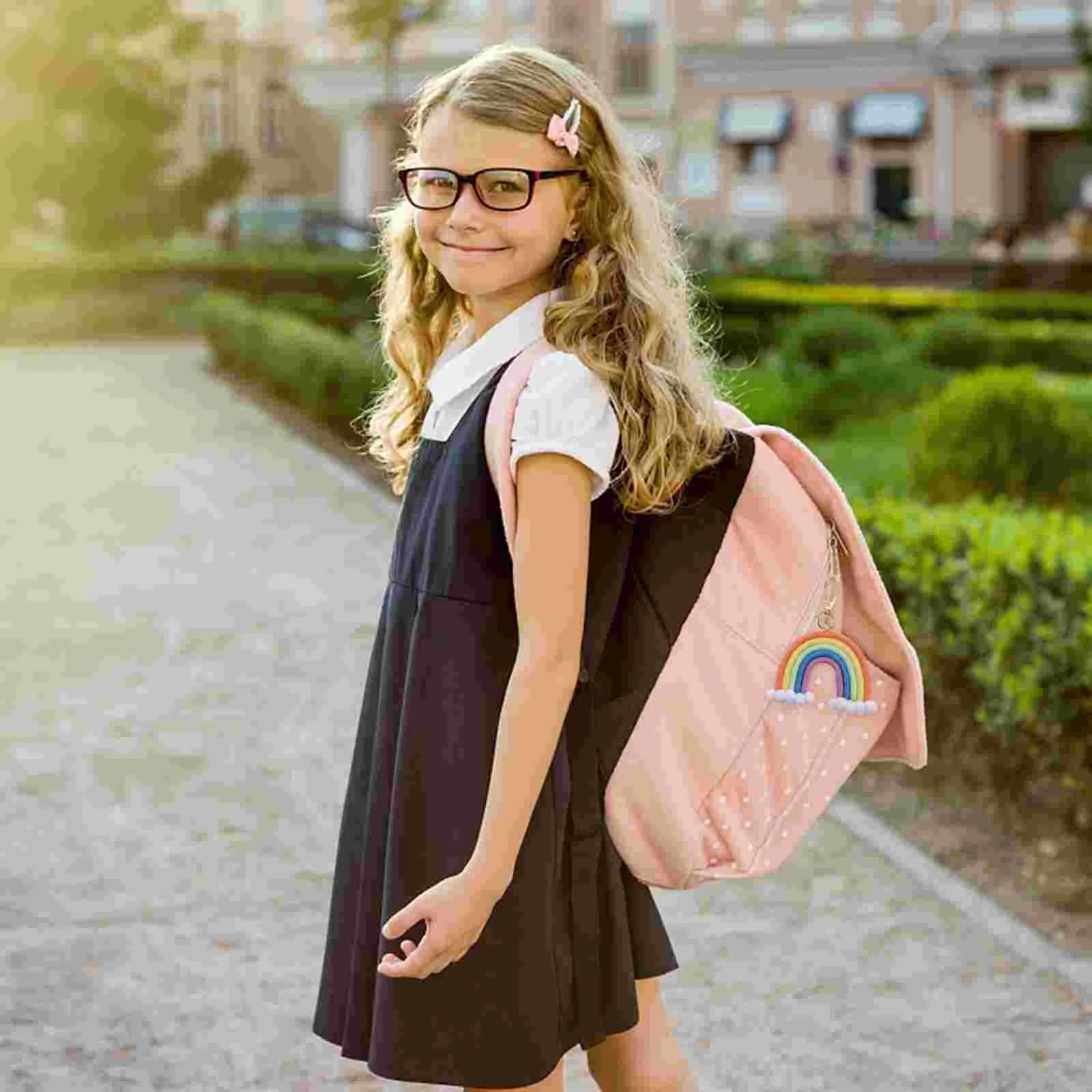 Llaveros de cuerda de arcoíris, adornos para bolso, mochila colgante, colgante tejido a mano para mujer