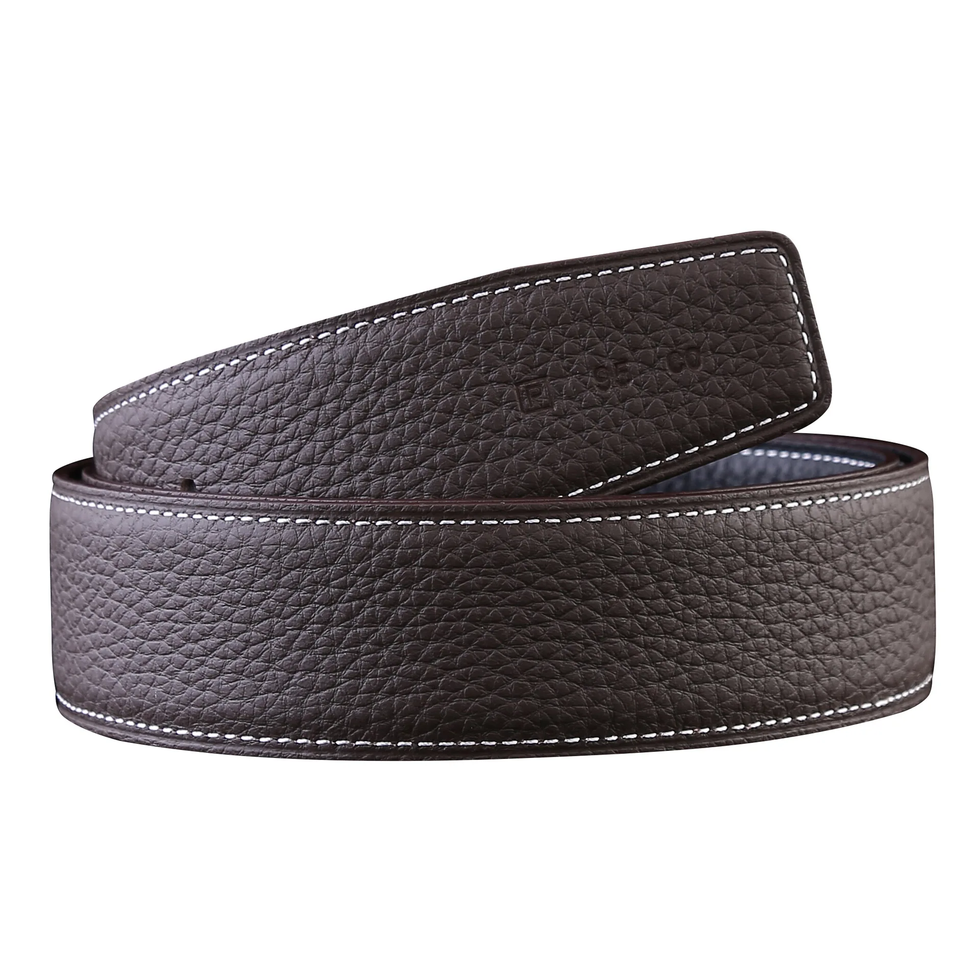 2022 WITHOUT BUCKLE gushuai men women 3.8cm belt same color line high quality cowskin genuine leather two sides free shipping