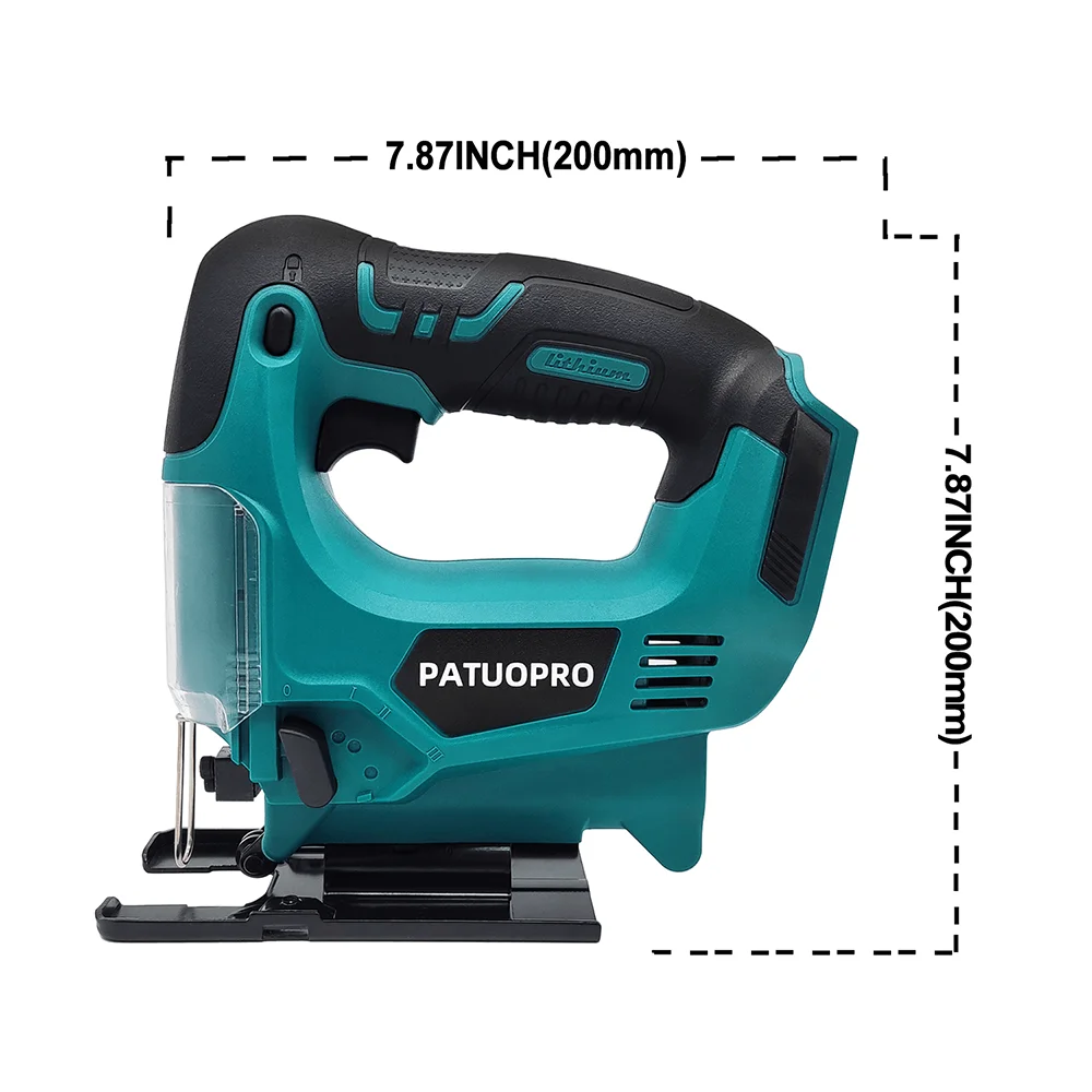 PATUOPRO Electric Cordless Jig Saw Portable 4-Position Adjustable Orbital Multifunction Woodworking Tools For Makita 18V Battery