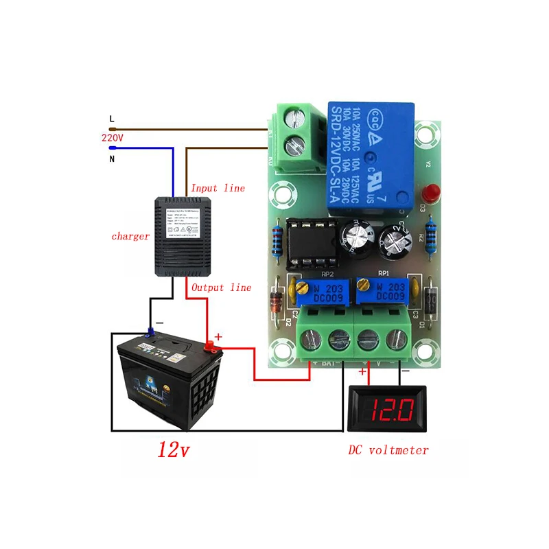 XH-M601 Battery Charging Control Board 12V Intelligent Charger Power Supply Control Module Panel Automatic Charging/Stop Switch