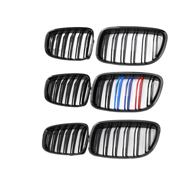 

Suitable for BMW 5GT middle net F07 modified double-line bright black middle net three-color front grille carbon pattern middle
