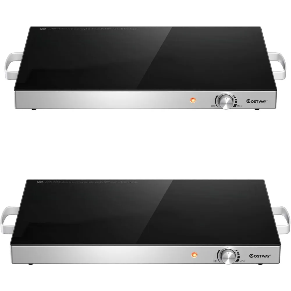 

Электрический поддон для подогрева еды, подогреватель еды 25 x 15 дюймов для вечеринок с регулируемой температурой, сертифицированный ETL, закаленное стекло