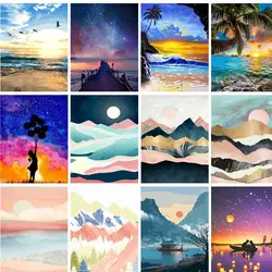 GATYZTORY Frame Beach Landscape DIY Painting By Numbers Kits Drawing Acrylic Picture Modern Wall Art Home Decor 40x50cm Arts