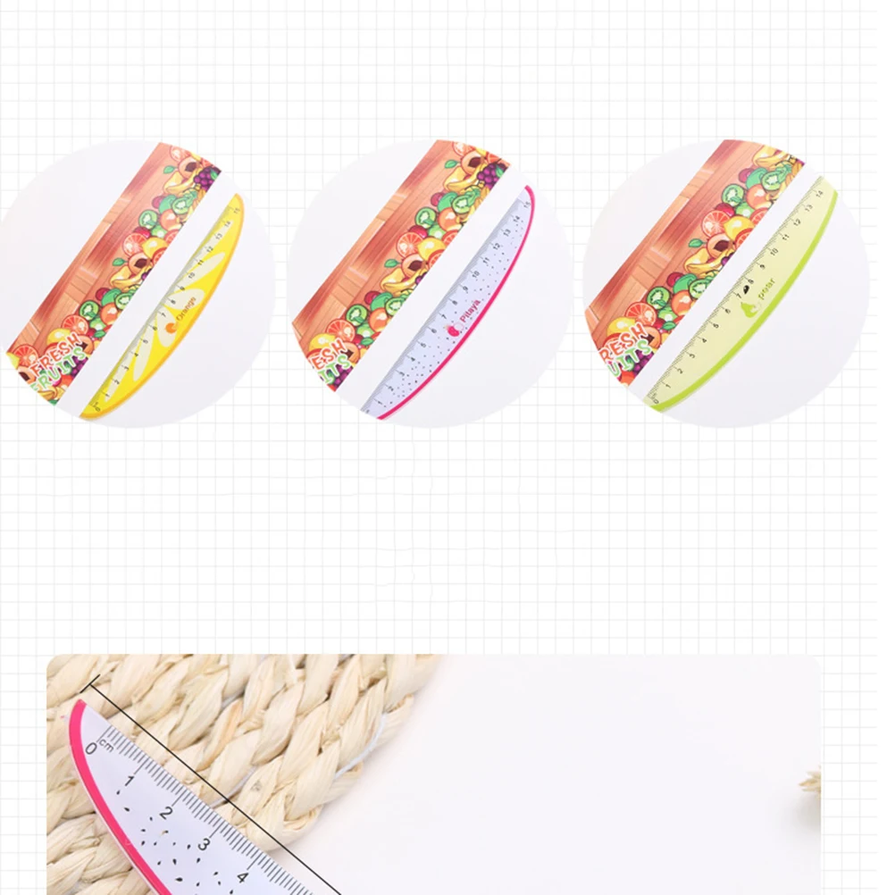 

6pcs 15cm Plastic Fruit Pattern Creative Rulers School Students Stationery Measuring Rulers (Random Style)