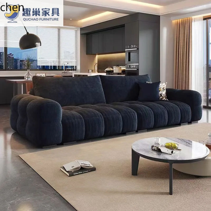 HXL Cream Style Sofa Minimalist Detachable Washable Straight Row Combination Fabric Sofa