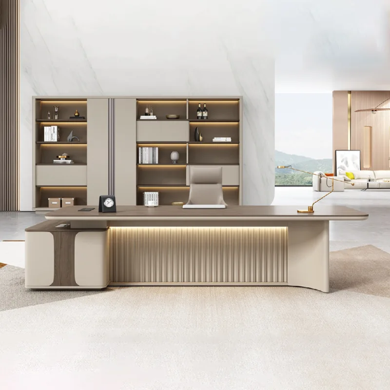 

Boss Table President's Table Light Luxury Modern Office Furniture Manager's Table and Chair Combination Light Luxury