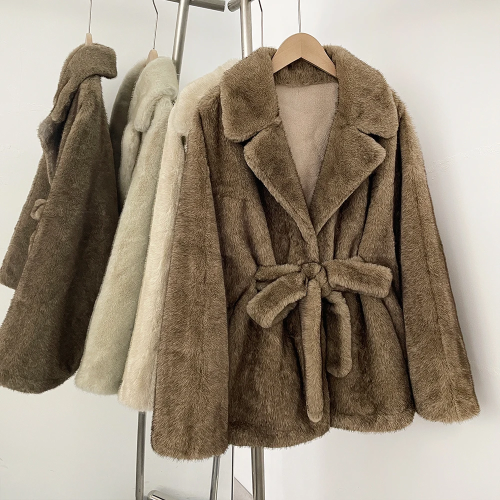 

Куртка из искусственного меха, женская осенняя шуба, экологически чистый зимний топ с длинным рукавом, женская модная толстая теплая искусственная пушистая куртка