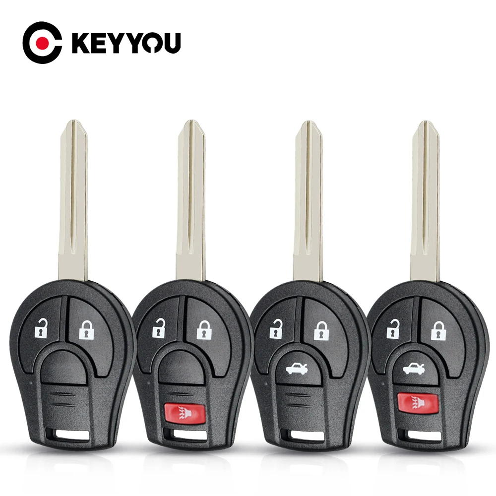 KEYYOU-carcasa de llave remota para Nissan Sylphy, cubo, Juke Rogue, Micra, Qashqai, Altima, Maxima, Sentra, Versa, 2/3/4 botones