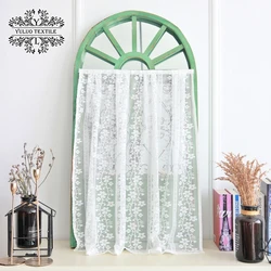 French Style Translucidus Gauze Curtain Self-adhesive Lace Tulle Princess White Dream Romantic Window Screen Bedroom Valance