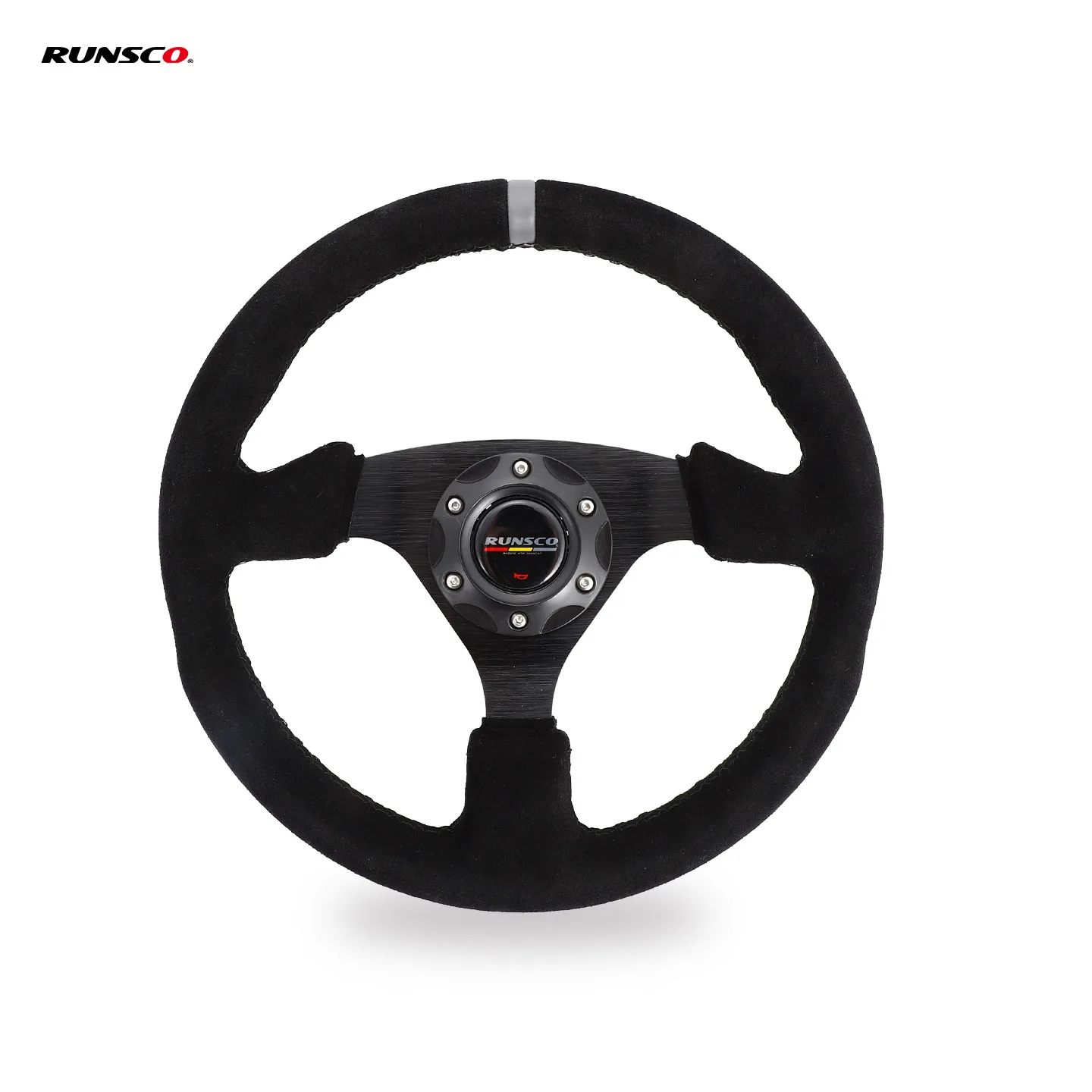 

13 Inch/330mm Racing Steering Wheel - Black Suede Lightweight Aluminum 3-Spoke