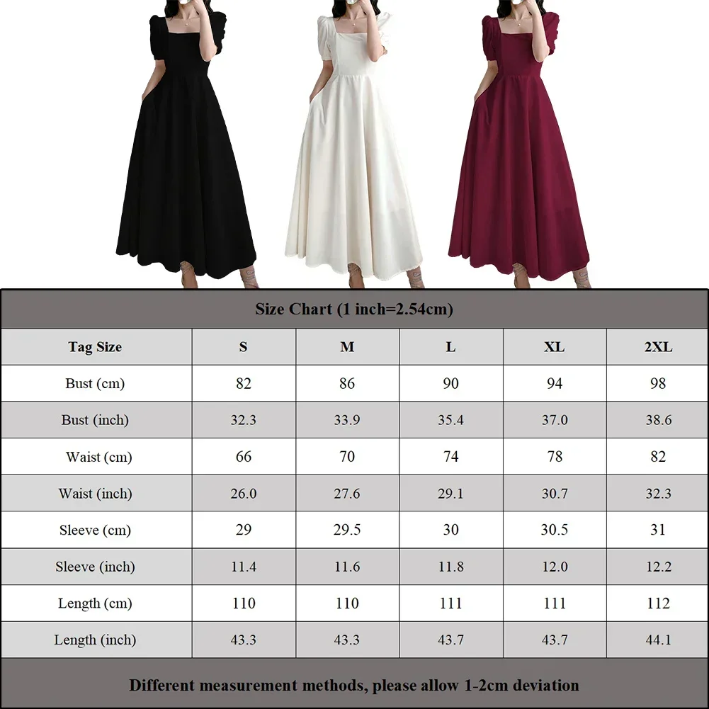 パフスリーブのエレガントなドレス,スクエアカラー,Aライン,カジュアル,無地,韓国語