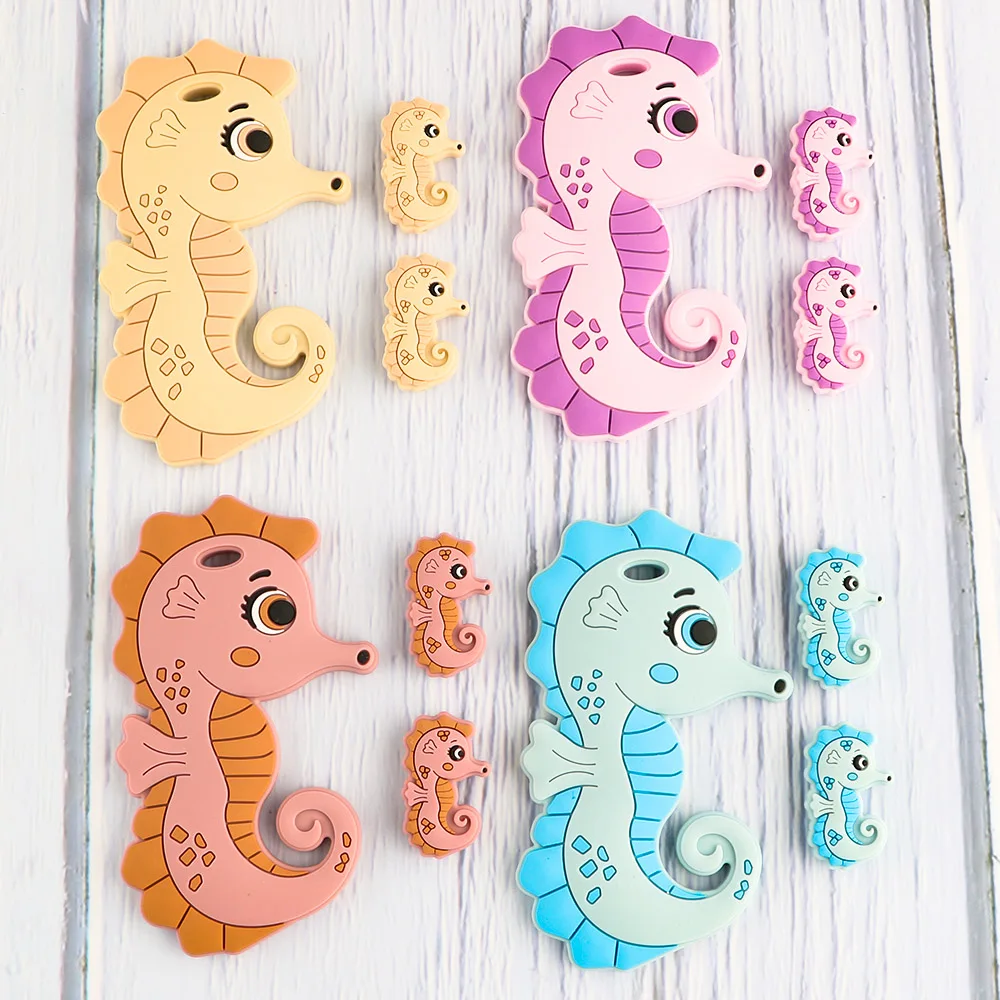 1-10Pcs New Goat Giraffe Seahorse Silicone Beads For Jewelry Making  Animal Baby Silicone Teether DIY Pacifier Chain Accessories