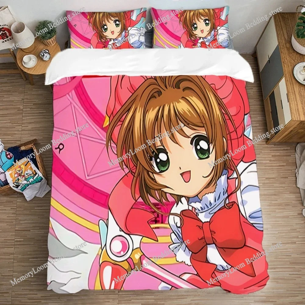 

Art Quilt Cover Set Anime KINOMOTO SAKURA Queen Bed Comforter Sets Duvet Covers Single Double Large Size Bedding Decorations