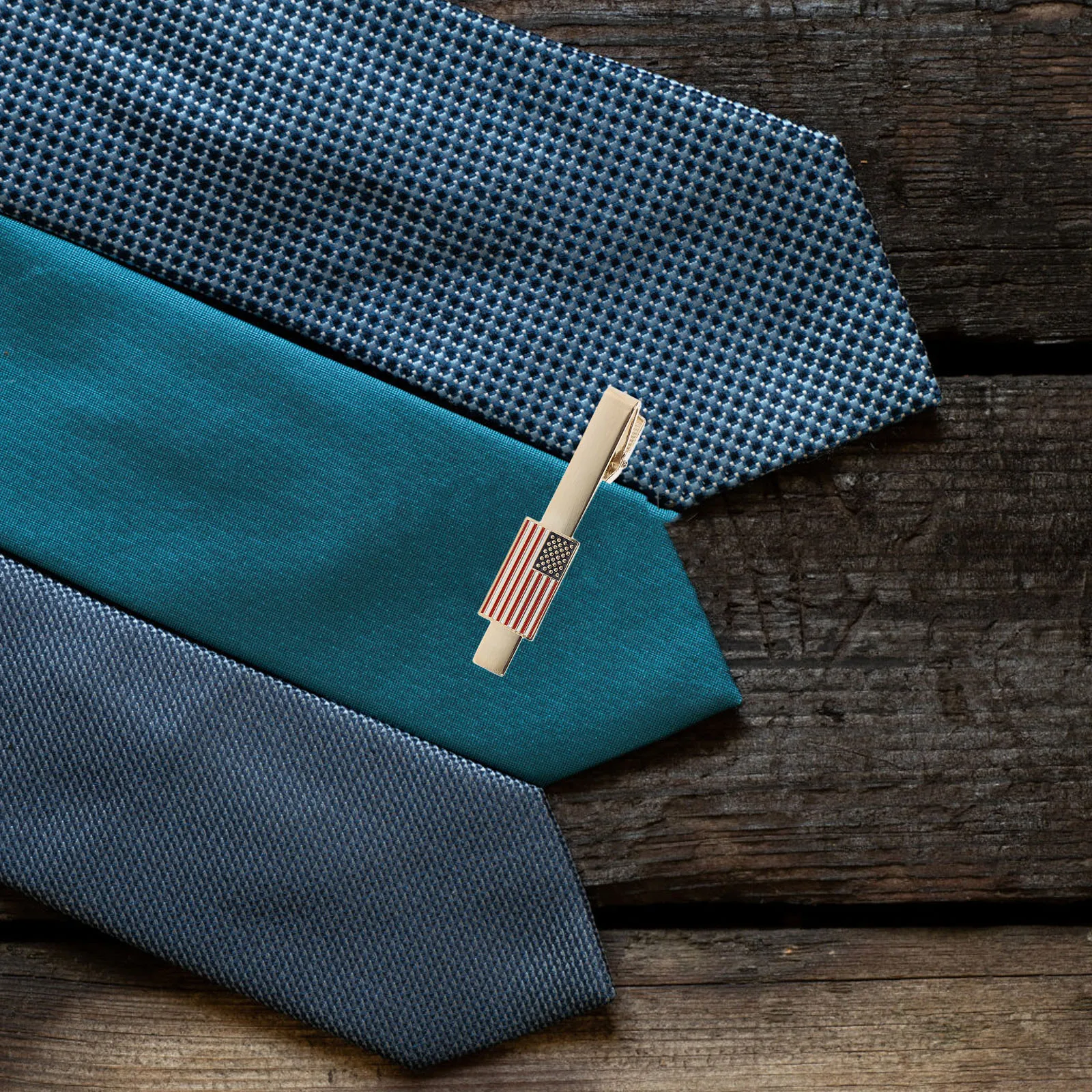 American Flag Tie Clip Gold Plated Men'S Durable Copper Business Wedding Accessory Stars Stripes Pin For Men