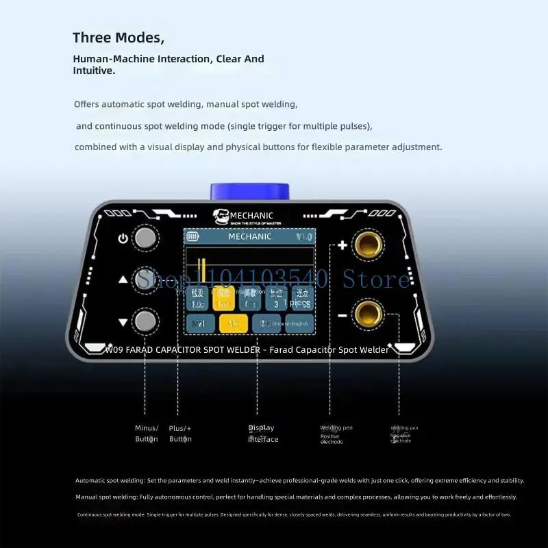 02DC Digital Battery Welding Machine for Phone Repair and Battery Assembly with Color Display, Auto Manual Modes, Memory Keys