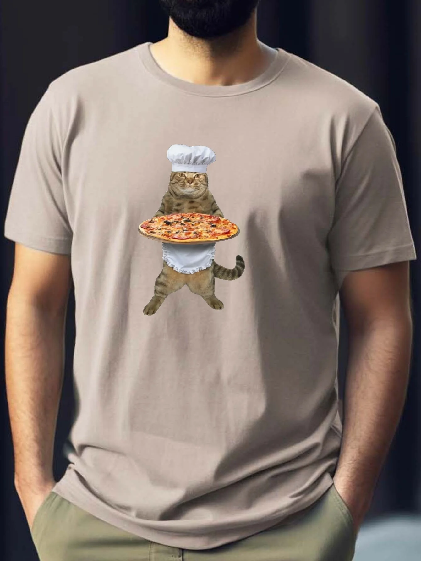 Pizza Chef Cute Cat print tee shirt, Tees for Men, Casual Short Sleeve T-shirt for summer