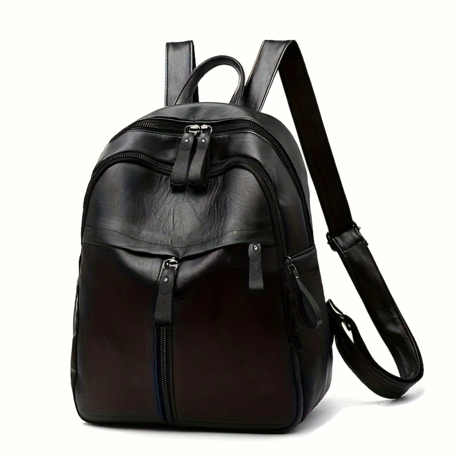 Large Capacity Backpack, PU Leather Lightweight Shoulder Bag, Travel Commuter Bag - Ideal for Daily Use & Travel