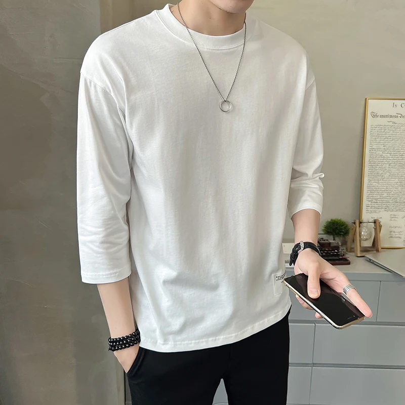Summer New Style Men's Fashion Casual Short-Sleeved T-Shirt Air Conditioner Shirt Three-quarter