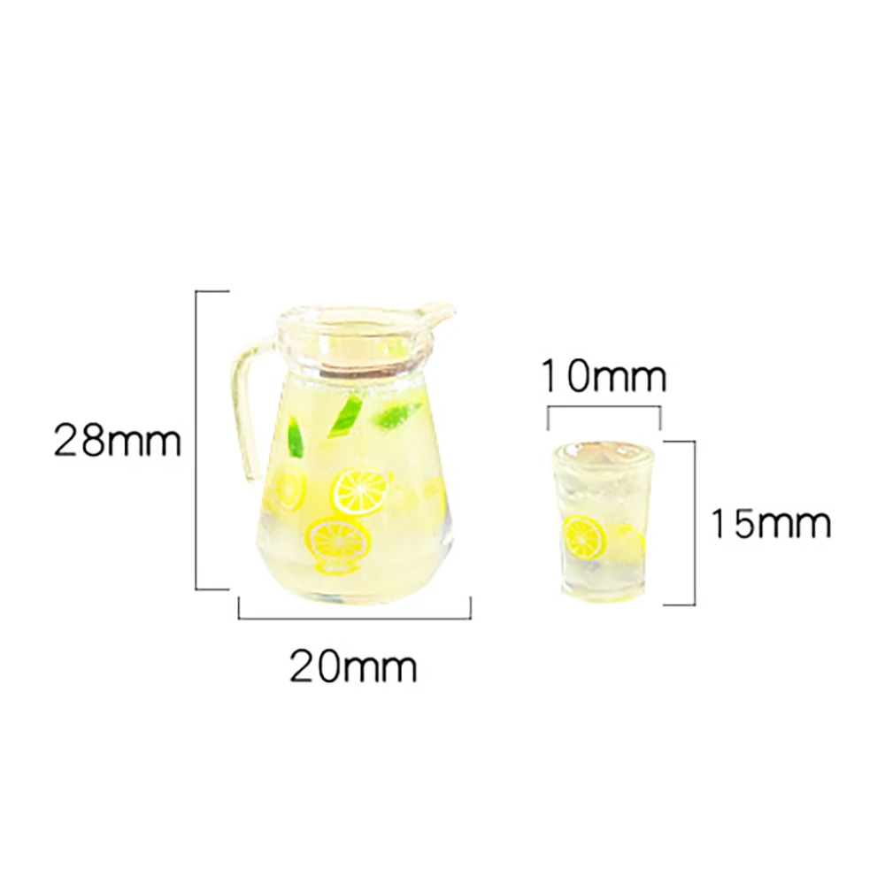 1Pcs 1/12 Dollhouse Miniature Resin Lemon Teapot with Cup Mini Fruit Tea Model for ob11 bjd Doll House Accessories Decoration