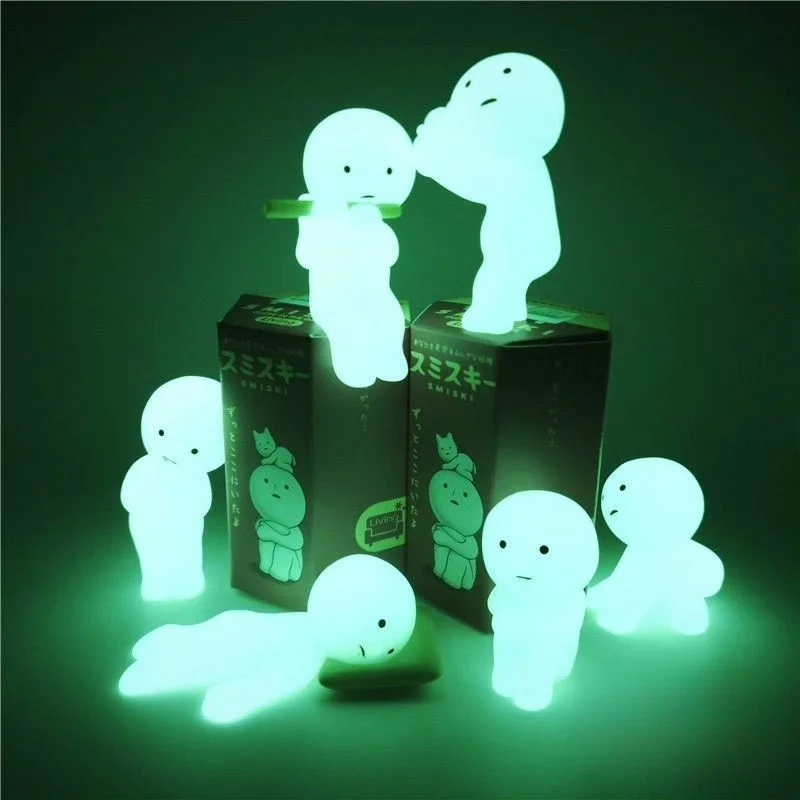 Sonny Angel Smiski Work Serie Mystery Cute Noctilucent Green Doll Action Figures Cartoon Desktop Blind Box Model Gift Toys