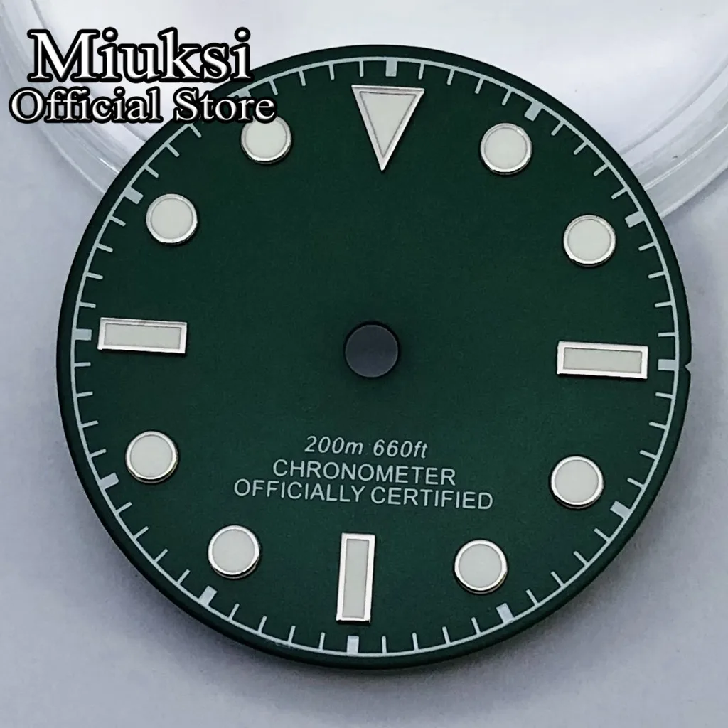 Miuksi 29mm black blue white watch dial luminous fit NH35 NH36 ETA2824 2836 Mingzhu DG2813 3804 Miyota8205 8215 PT5000 movement