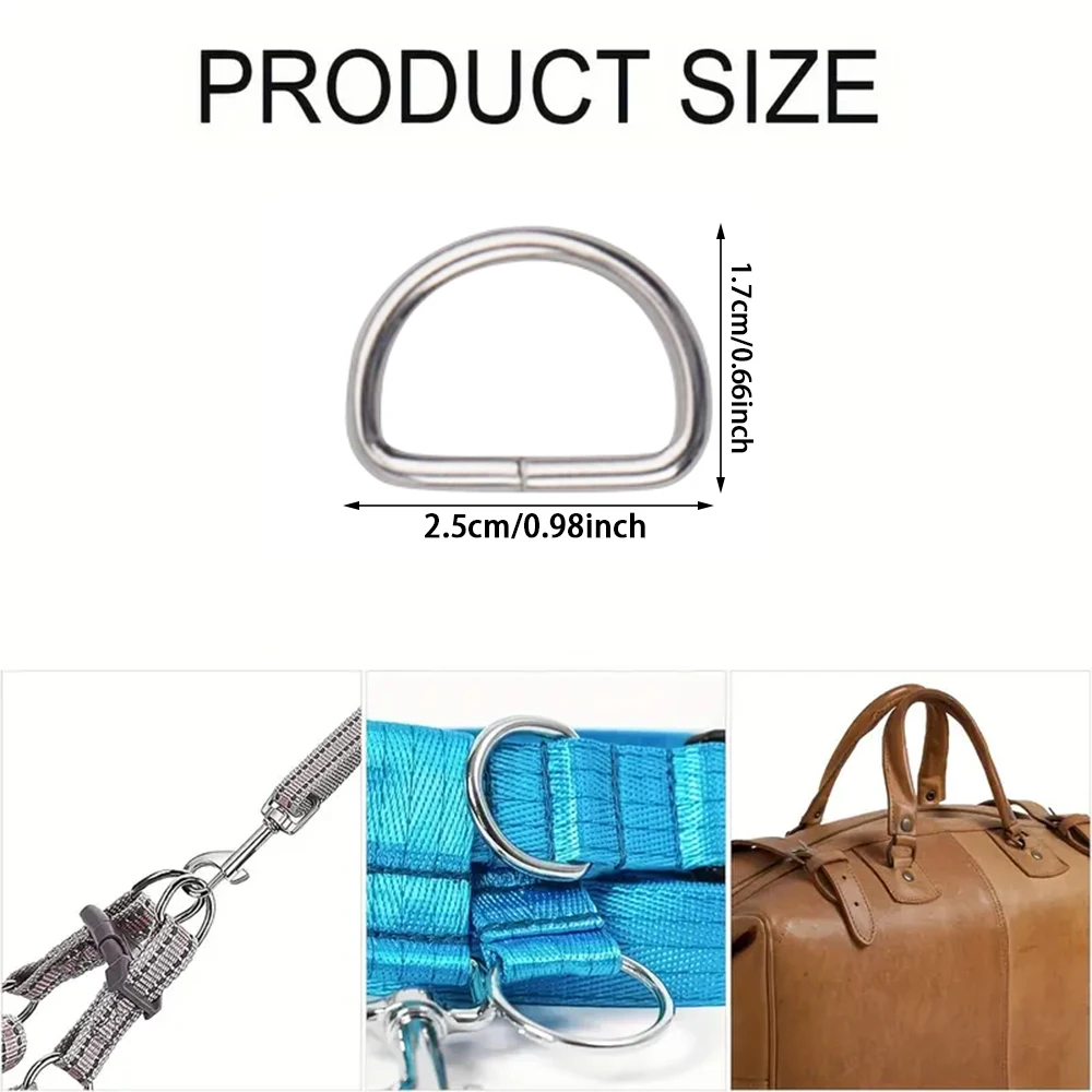 38/58/80 Pcs D Rings Metal Buckle Straps Sewing Accessories for Keychains Wallets Bags Crafts Making Collars DIY Supplies view 2