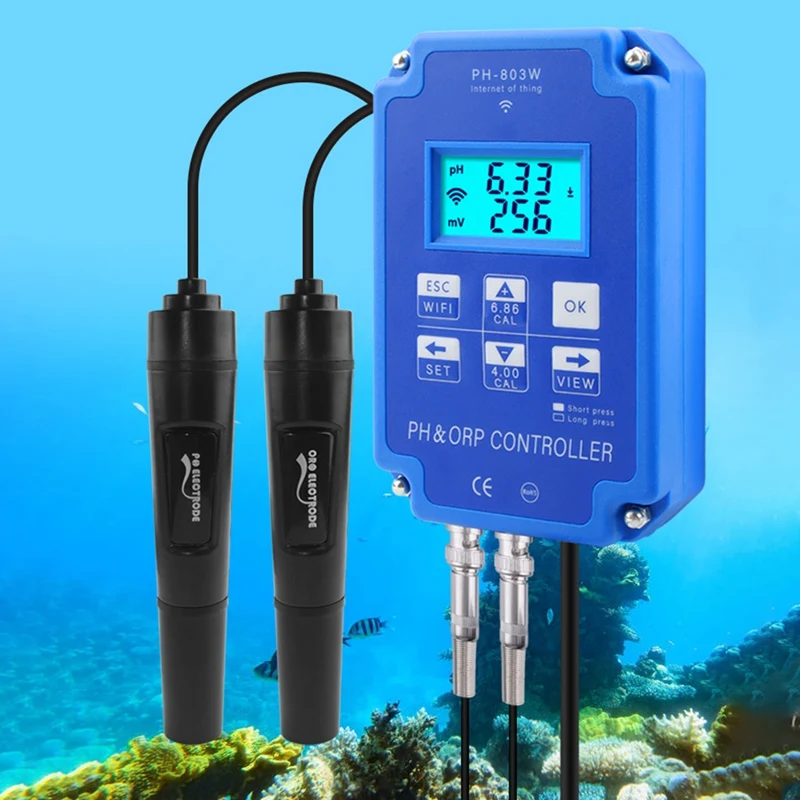 AT44-Digitale PH Wifi ORP Redox 2 In 1 Controller Monitor Uitgangsvermogen Controle Elektrode Sonde BNC Voor Aquarium
