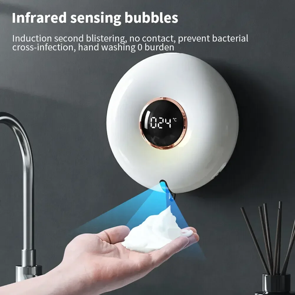 Automatic Soap Pump Rechargeable 280ml Hand  Wall Mount For Kitchen Bathroom Infrared Induction Bubble, No Need To Touch, Reach