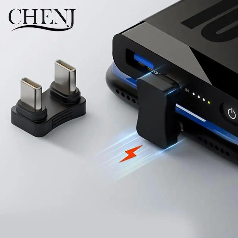 Type-C 180 Degree Angled Adapter U Shape Male to Male Charging Power Adaptor 480Mbps Data Transfer Connector