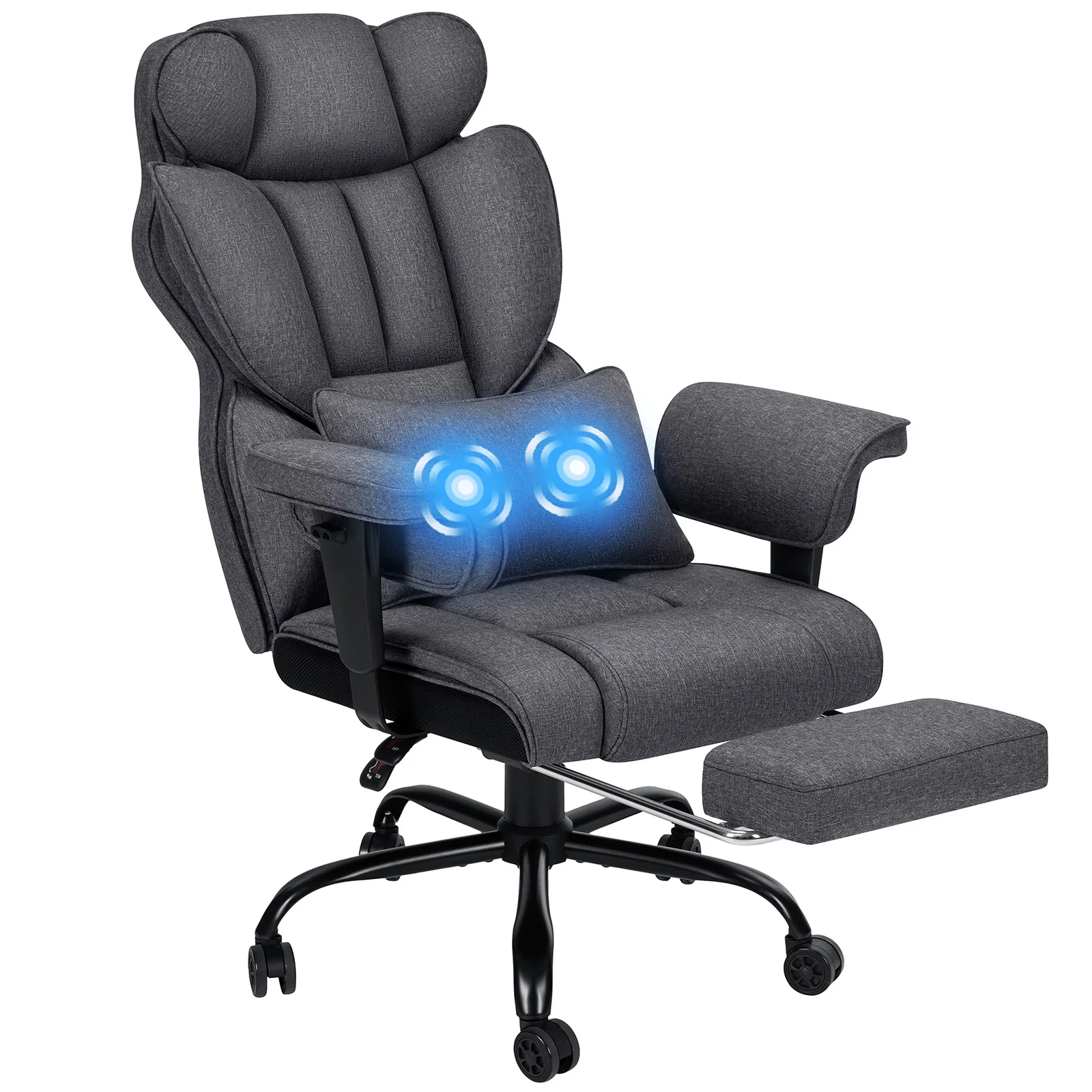 Ergonomic Gaming Chair with Breathable Fabric Spring Cushion Vibration Massage Adjustable Armrests Office Computer Chair