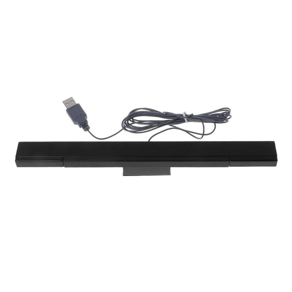 Practical USB Wired Sensor Bar for WII Replacement Infrared IR Ray Motion Sensor Signal Receiver for Wii System with Stand-Black