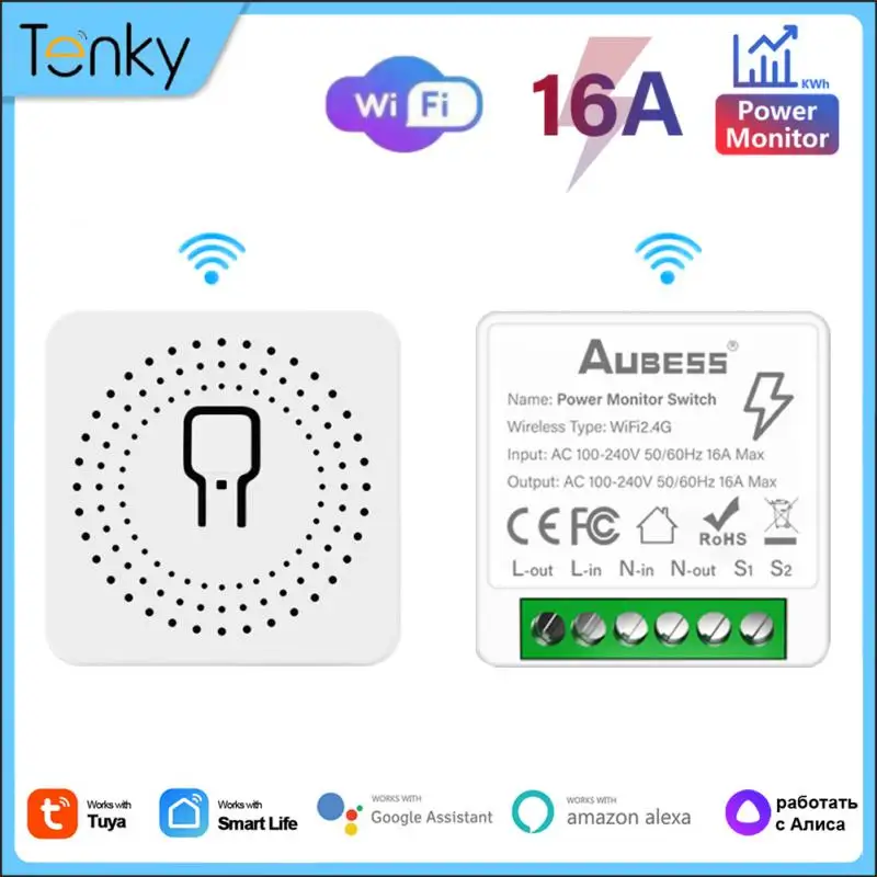 Tuya Wifi Switch Module 16A Two-way Control Timer Energy Monitor Switch Smart Home Automation Work With Alexa Google Home Yandex